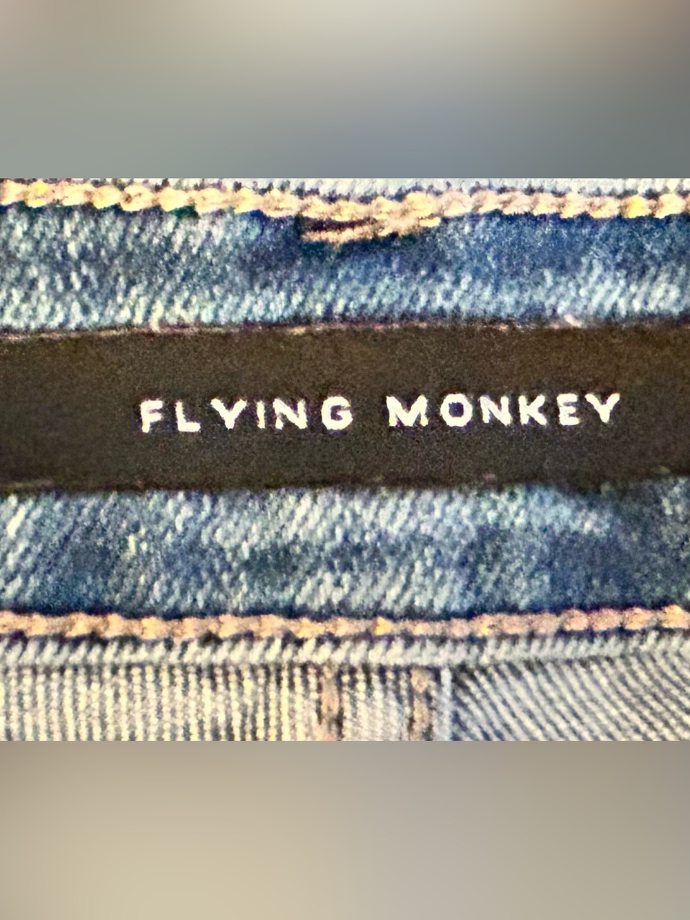 Flying Monkey Jeans Two-Tone High-Rise Super Flare Exposed Button Fly Boho Retro - Picture 7 of 16